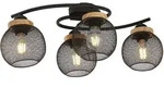 Deckenleuchte 4-Flammig Deckenlampe Holzakzent Wohnzimmerleuchte Gitterschirme