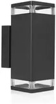 Wandleuchte Hauswandlampe Au&szlig;enleuchte Fassadenleuchte, Aluminium schwarz, 2 Flammig
