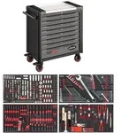 VIGOR Werkstattwagen Series XL, Edelstahl-Arbeitsplatte, mit Sortiment, 375-tlg.,