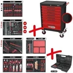 KS Tools ECOline SCHWARZ/ROT Werkstattwagen mit 7 Schubladen und 598