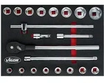 VIGOR Steckschl&uuml;ssel Satz, V5109, 3/4 (20 mm) Vierkant hohl, Au&szlig;en Sechskant