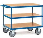 fetra Tischwagen, 3 Holz-Plattformen, Ladefl&auml;che 1000 x 600 mm, Schiebegriff