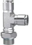 Riegler T-Steckverschraubung, L-Form, drehbar, G 1/4 a., Schlauch-&Oslash; 10, ES