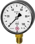 Riegler Kapselfedermanometer, G 1/4 radial unten, 0 - 250 mbar, &Oslash; 63, Art.Nr. 5816-R