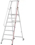 Hymer Plattformleiter mit Kipprollen und langem Handlauf, 7 Stufen, Standh&ouml;he 1,65 m