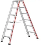 Hymer Stufenstehleiter, beidseitig begehbar, 2x6 Stufen, L&auml;nge 1,53 m, Arbeitsh&ouml;he