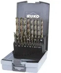 RUKO Spiralbohrer-Satz DIN338 HSS-Co5 D.1-10mm 0,5mm stg. Ku-Kassette 19tlg.