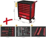 KS Tools RACINGline SCHWARZ/ROT Werkstattwagen mit 7 Schubladen und 215