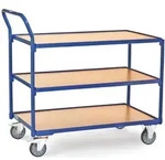 fetra Tischwagen, 3 Holz-Plattformen, Ladefl&auml;che 1000 x 600 mm, Schiebegriff