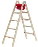 Hymer Holz-Stufenstehleiter, beidseitig begehbar, 2x12 Stufen, L&auml;nge 3,48 m