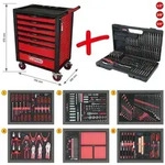 KS Tools RACINGline SCHWARZ/ROT Werkstattwagen mit 7 Schubladen und 598