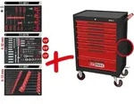 KS Tools ECOline SCHWARZ/ROT Werkstattwagen mit 7 Schubladen und 215