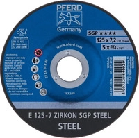 PFERD TOOLS Schruppscheibe E 125x7,2x22,23 mm ZIRKON Speziallinie SGP STEEL f&uuml;r