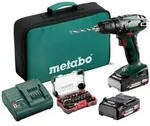 Metabo Akku-Bohrschrauber BS 18 Set, mit Bit-Box SP (32-tlg.), Werkzeugtasche, 18V