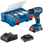 Bosch Akku-Bohrschrauber GSR 18V-45, incl. 2x Akku GBA 2 Ah, Ladeger&auml;t, 82-tlg.