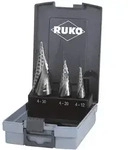 RUKO Stufenbohrer-Satz HSS spiralgenutet 3tlg. 4-12/4-20/4-30mm Ku- Kassette