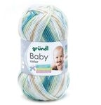 Gr&uuml;ndl Wolle Baby color 50 g aquamarin braun mint natur multicolor