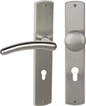 Alpertec PZ-Langschildgarnitur Isabella rechts Messing silber
