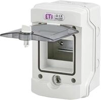 ETI Aufputz-Feuchtraum-Kleinverteiler 4 TE grau mit T&uuml;r, IP 65