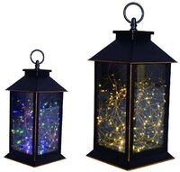 TrendLine LED Laterne schwarz 32 x 14 cm warmwei&szlig;-bunt Au&szlig;en mit Timer