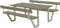 Plus Picknicktisch Wega Stahl-Holz 177 x 185 x 76 cm graubraun mit 2...