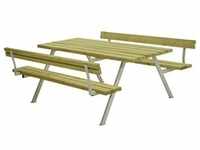 Plus Picknicktisch Alpha Stahl-Holz 177 x 185 x 76 cm natur mit 2 Rückenlehnen