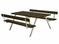 Plus Picknicktisch Alpha Stahl-Holz 177 x 185 x 76 cm schwarz mit 2...