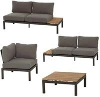 Siena Garden Gartenm&ouml;bel-Set Alvida Aluminium/Holz inkl. Kissen 4-tlg.