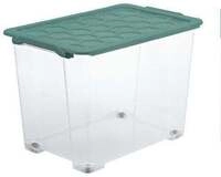 Rotho Aufbewahrungsbox EVO Safe mit Rollen und Deckel 65 L Mistletoe gr&uuml;n