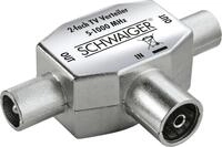 Schwaiger Anschlussverteiler ASV42 531 f&uuml;r TV Metall silber, 1x IEC Buchse auf 2x