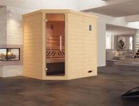 Weka Massivholz-Eck-Sauna Kemi Eck mit Glast&uuml;r