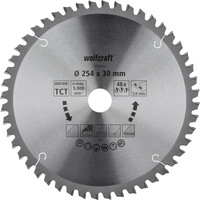 Wolfcraft Kreiss&auml;geblatt &Oslash; 254 mm Bohrung &Oslash; 30 mm 48 Z&auml;hne