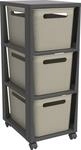 Rotho Schubladenbox Tower 3 x 16 L Brisen mit Rollen cappucchino