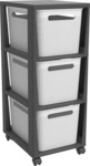 Rotho Schubladenbox Tower 3 x 16 L Brisen mit Rollen wei&szlig;