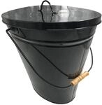Ascheeimer oval, mit Deckel matt/schwarz, BxTxH = 34x23x30 cm