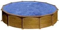 Gre Stahlwandpool Mauritius rund &Oslash; 550 x 132 cm Holzdekor