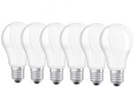 Osram LED Leuchtmittel Klassik A60 E27 8 W warmwei&szlig; wei&szlig; matt 6er Pack