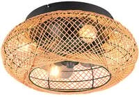 Trio Deckenleuchte Lillesand mit Ventilator &Oslash; 50 x 21,5 cm braun/schwarz matt