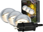 Briloner LED Au&szlig;en-Bodenstrahler Teak Connect to Shine 3er Starterset 10W warmwei&szlig;