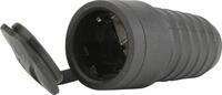 Schutzkontakt-Kupplung Gummi PVC-Ei IP44 Deckel schwarz
