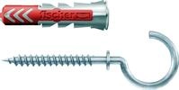 Fischer D&uuml;bel-Set DuoPower RH 8 x 40 mm mit Rundhaken - 4 St&uuml;ck