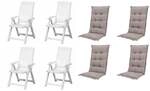 Progarden Gartenstuhl-Set Tampa mit Auflagen wei&szlig;/taupe 8-tlg.