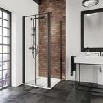 Schulte Pendelt&uuml;r mit Seitenwand Alexa Style 2.0 90 x 90 cm mattschwarz