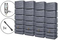 4rain Regentonne-Set Slim Stone Decor inkl. Zubeh&ouml;r Wandtank 1400 L...