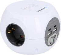 Steckdosen W&uuml;rfel induktives Laden & USB A+C, 1,4 m, wei&szlig;