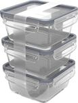 Rotho K&uuml;hlschrankdose Glas CLIC & LOCK 0,75 L, 3er Set