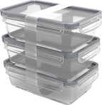 Rotho K&uuml;hlschrankdose Glas CLIC & LOCK 1,3 L, 3er Set