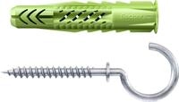Fischer Universald&uuml;bel UX Green R RH 8 x 50 mit Rand & Rundhaken - 5 St&uuml;ck