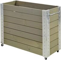 Plus Blumenkasten Cubic mit R&auml;der Druckimpr&auml;g.RAL 7023 Graubraun