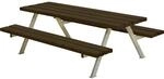 Plus Picknicktisch Kinder Alpha Stahl-Holz 177 x 118 x 57 cm schwarz